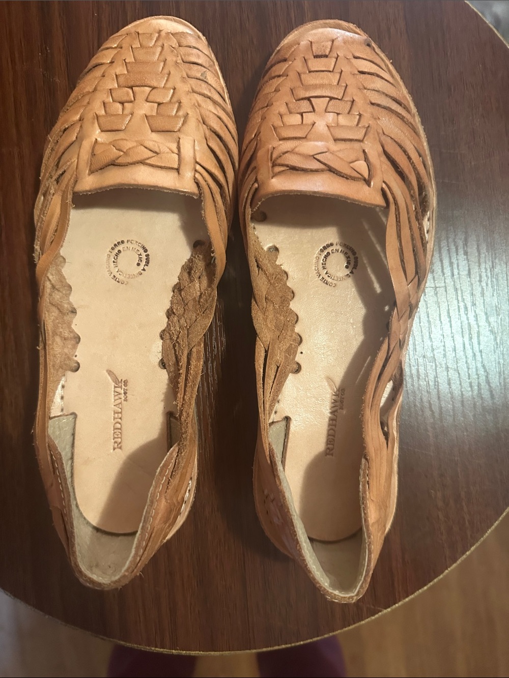 Woven Leather Slip-On Flats in Tan